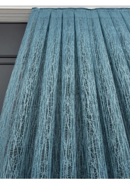 Taç Buz Kırığı Kullanıma Hazır 1/2 Seyrek Pile Tül Perde Tek Kanat - Turkuaz 100 x 250 cm fırsatları