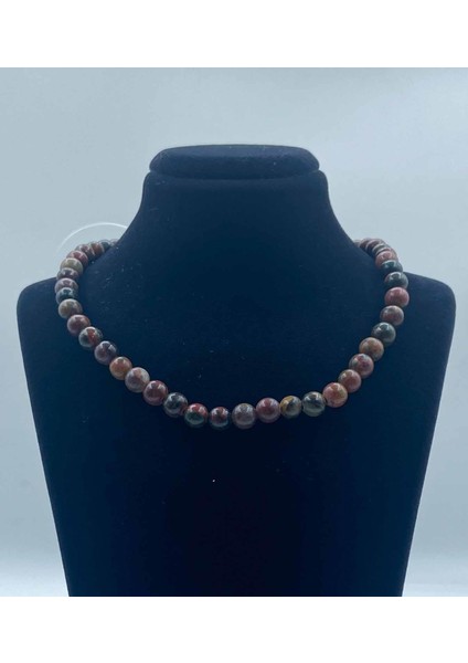 Jasper Doğal Taş Kolye 6 mm Küre Kesim