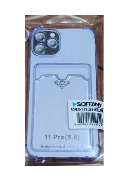 Apple iPhone 11 Pro (5.8.) Kartlıklı Şeffaf Silikon Telefon Kılıfı