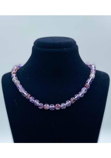 Lodolite Ametrin Doğal Taş Kolye 6 mm Küre Kesim