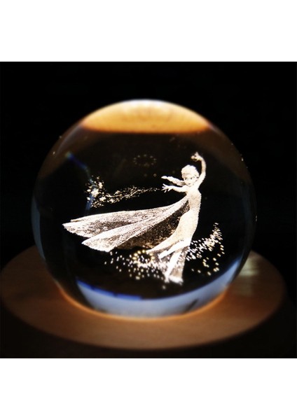 Işıklı Ahşap Kaideli Elsa Temalı Cam Küre 6cm fiyatları