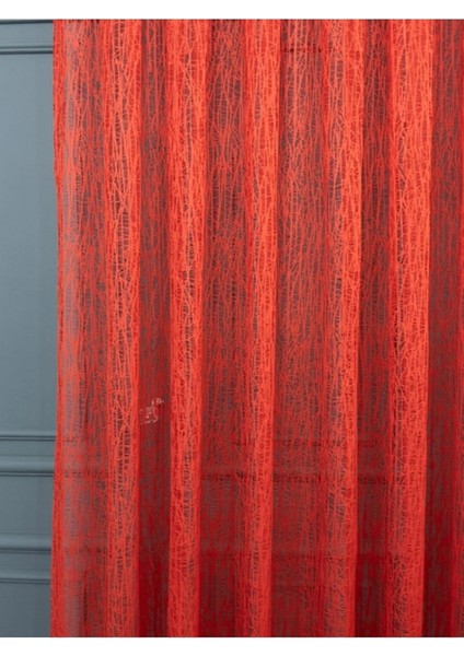 Taç Buz Kırığı Kullanıma Hazır Ekstraforlu Pilesiz Tül Perde Tek Kanat - Kırmızı 100 x 240 cm fiyatları