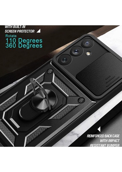 Samsung Galaxy A34 5g Için Telefon Kılıfı Sürgülü Cam Kamera Lens Koruması Military Zırh Tank Armor Pars Kapak