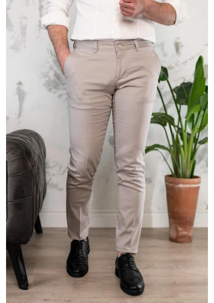 Slimfit Dar Paça Erkek Yazlık Gabardin Chino Pantolon