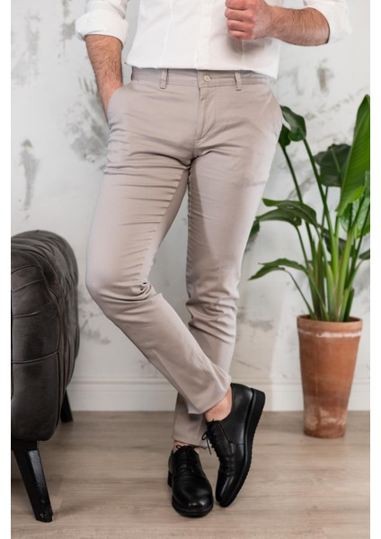 Slimfit Dar Paça Erkek Yazlık Gabardin Chino Pantolon