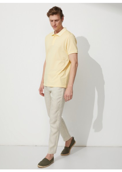 Polo Yaka Sarı - Beyaz Erkek T-Shirt 4A9000000003