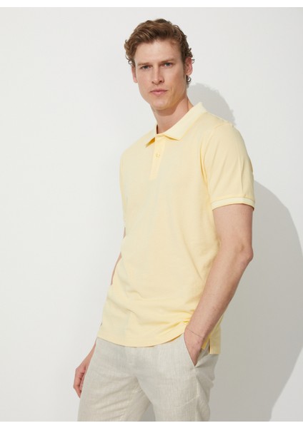 Polo Yaka Sarı - Beyaz Erkek T-Shirt 4A9000000003 fırsatları