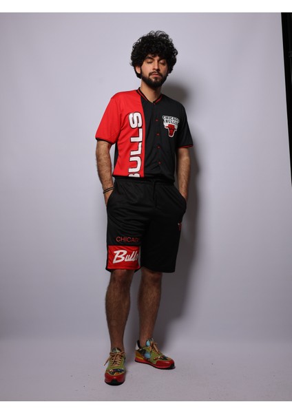 Chicago Bulls Siyah Renk Günlük Fileli Spor Erkek Şort