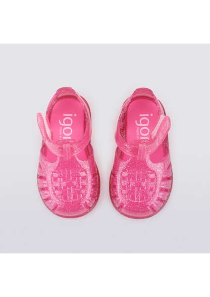 Tobby Gloss Glitter Kız Çocuk Fuşya Simli Sandalet modelleri
