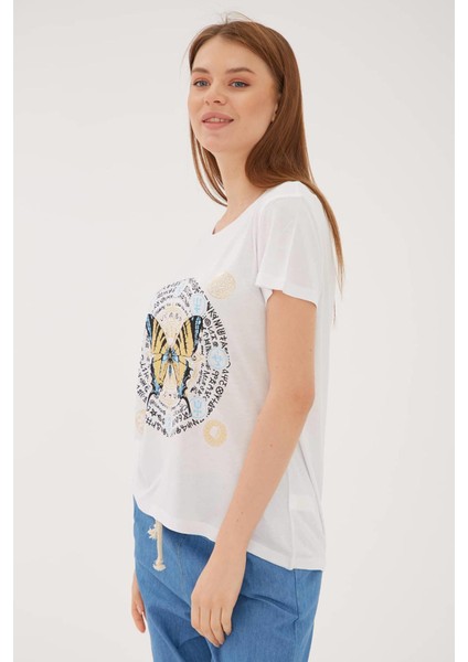23Y-TST0240K1 Kadın Baskılı T-Shirt modelleri