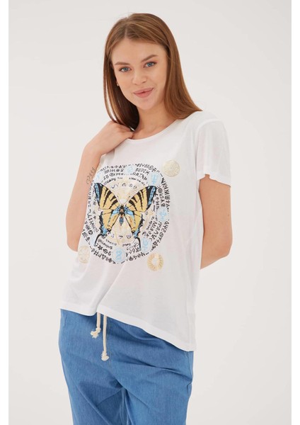 23Y-TST0240K1 Kadın Baskılı T-Shirt fırsatları