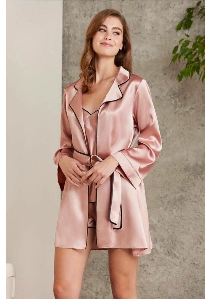 Saten 4lü Gecelik Sabahlık Şort Seti Brandy 7200 modelleri
