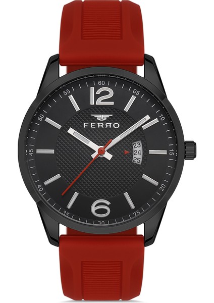 Bordo Silikon Kordon Erkek Kol Saati F11316D-ZK