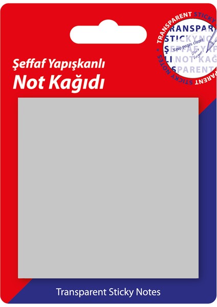 Hobi Market Art Şeffaf Post-It Yapışkanlı Not Kağıdı Gri 76X76 Mm. 50 Yaprak