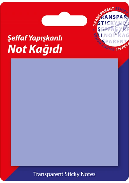 Hobi Market Art Şeffaf Post-It Yapışkanlı Not Kağıdı Mor 76X76 Mm. 50 Yaprak