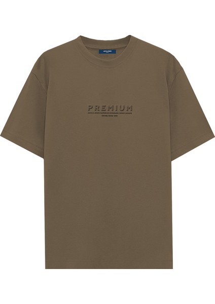 Bisiklet Yaka Düz Koyu Kahve Erkek T-Shirt Jprblulogo Ss Tee Crewneck