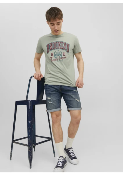 Jack & Jones Slim Fit Mavi Erkek Denim Şort 12224972_JJIRICK Jjorıgınal Shorts