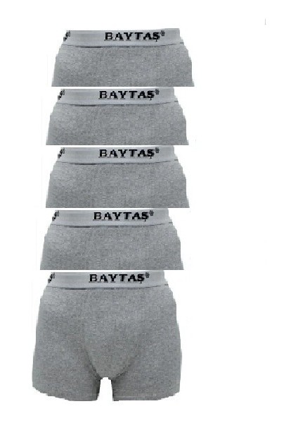 Pamuklu Ekonomik Likralı Erkek Boxer 5 Lı Paket Gri Renk
