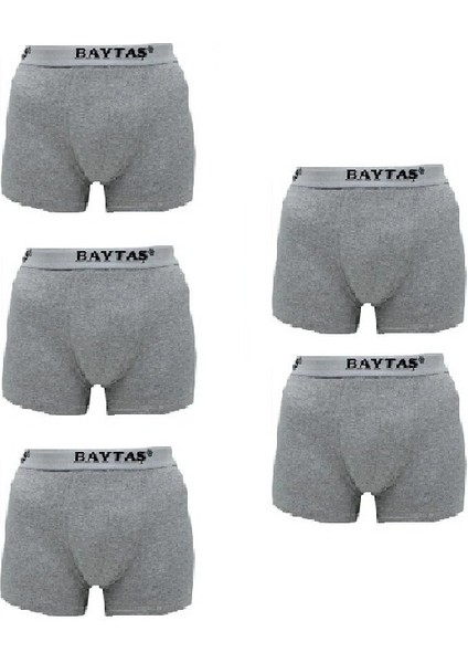 Pamuklu Ekonomik Likralı Erkek Boxer 5 Lı Paket Gri Renk