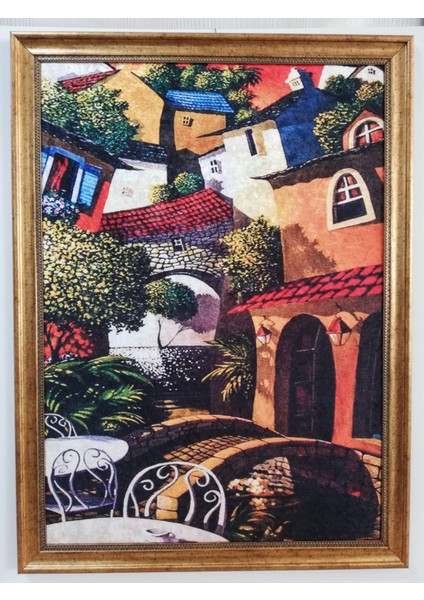 Halı Tablo Yıkanabilir Solmayan Parlak ve Canlı 60CM x 80 cm Dekoratif Çerçeveli Taplo