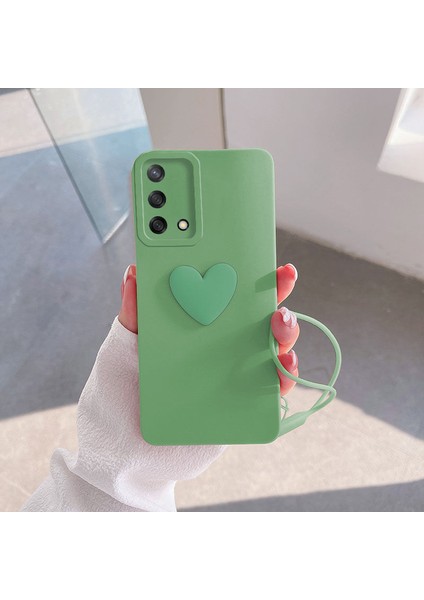 Oppo A94 Kılıf Zebana Kalpli Love Kılıf Açık Yeşil