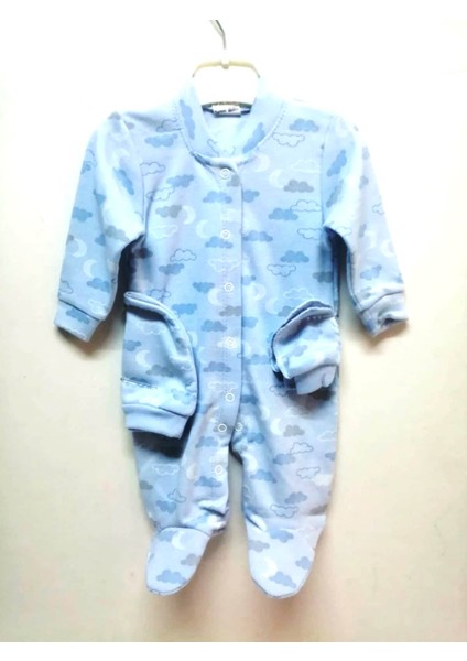 Sepeti Organik %100 Pamuk 0-3 Aylık Yeni Doğan Bebek Tulumu Mavi Bulutlu 0068 fiyatları