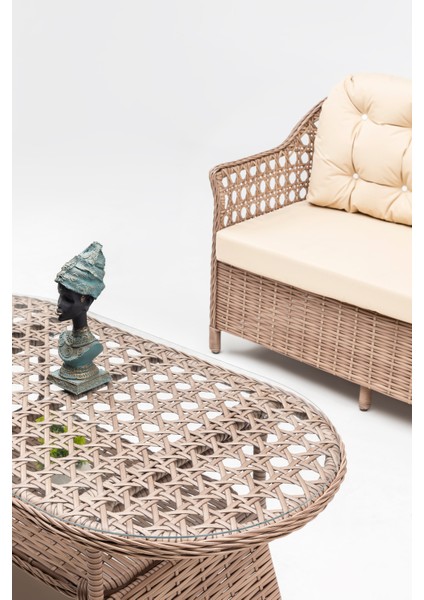 Focus Çay Seti Bahçe ve Balkon Mobilyası Takımı (2+1+1+Sehpa) Kahve