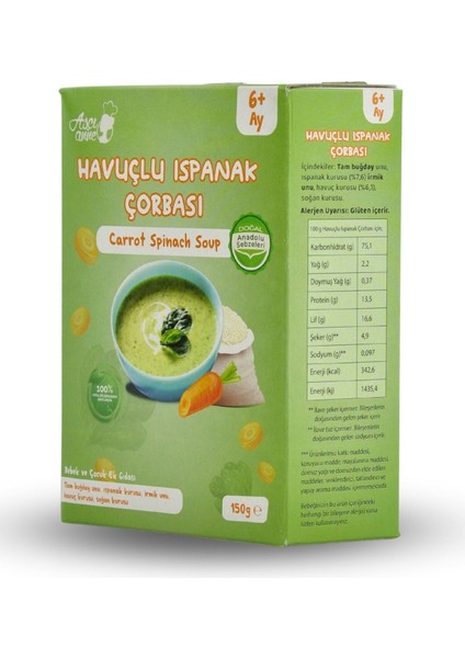 Havuçlu Ispanak Çorbası (+6 Ay)