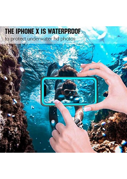 Apple iPhone x ile Uyumlu Kılıf Su Geçirmez 360 Derece Koruma Waterproof Telefon Kılıfı