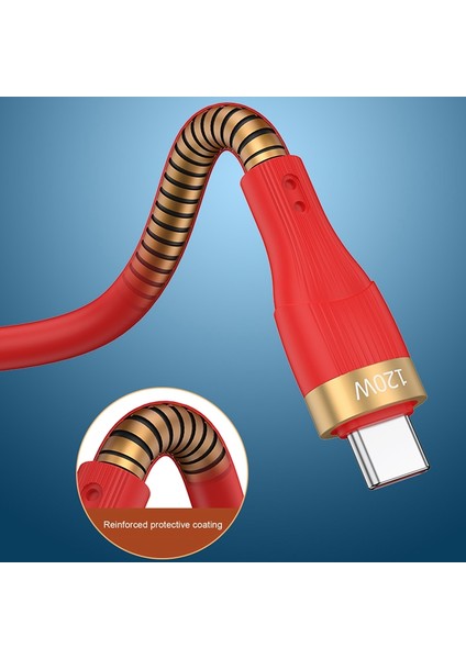 USB Cable New 120W 4ft Type C Cable Charger Cable For Android Super Flash Charge Cable - Red (Yurt Dışından)