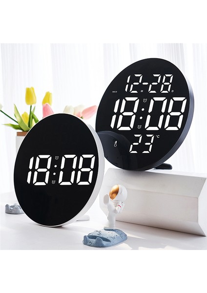 9ınch LED Dijital Duvar Saat Uzak Kontrol Işık Sensor Modu Güç Kapı Hafıza Tablosu Saat Duvarı Dört Alarm Beyaz (Yurt Dışından)