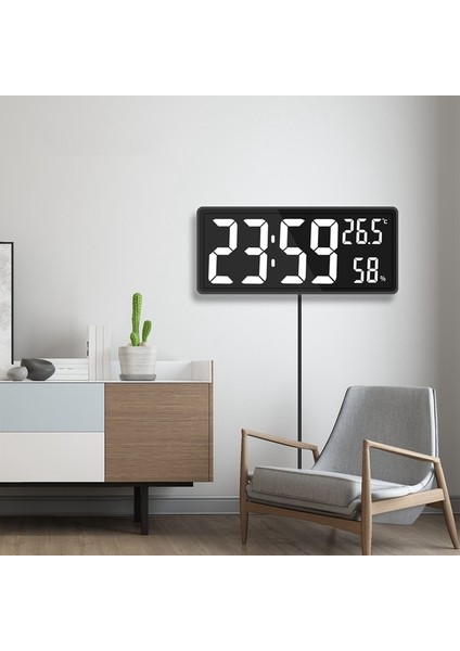 LED Dijital Duvar Saati, Sayılar Görüntüsü, Iç Temperature & Humidity, Farmhouse, Home, Classroom, Office White (Yurt Dışından)