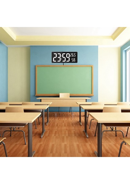 LED Dijital Duvar Saati, Sayılar Görüntüsü, Iç Temperature & Humidity, Farmhouse, Home, Classroom, Office White (Yurt Dışından)