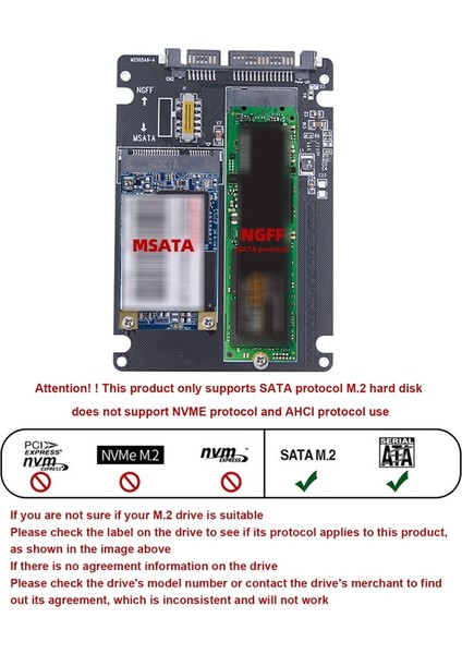 M.2 Ngff Ssd'e Sata 3.0 Adapter Card Msata Ssd'e Sata 3.0 Riser Card 2'e 1 Dönüştürücü Adapter Card (Yurt Dışından)