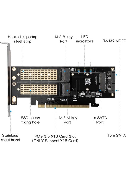 1 Ngff ve Msata SSD Adapter Card, M.2 Nvme'e Pcıe/m.2 Sata Ssd'e Sata Iıı/msata'ya, Sata Adapter'e 2280/2260'E (Yurt Dışından)