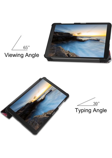 Samsung Taba 8.0 Tablet Kılıf Uyuyan Deri Kılıf Boyalı Üç Katlı Kılıf (Yurt Dışından)