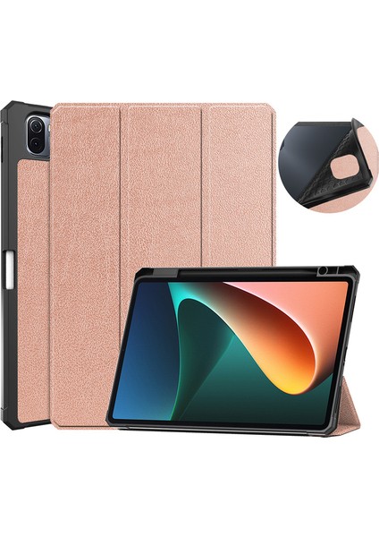 Mi Pad 5 Tablet Pc Kılıfı Mi PAD5PRO Kalem Yuvalı Üç Katlı 5g Silikon 11 Inç Koruyucu Kabuk Yumuşak Kabuk (Yurt Dışından)