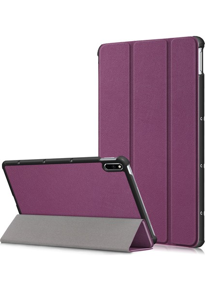 Huawei Matepad 10.4 Tablet Kılıfı Üç Katlı Düz Renk 10.4 Inç Deri Kılıf Kabuğu (Yurt Dışından)