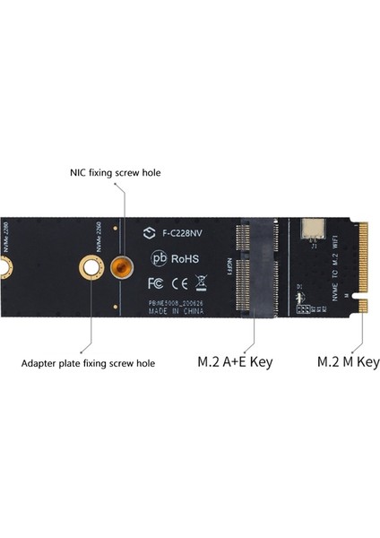 Ngff M.2 +E Anahtar Slot To M.2m Anahtar Pcıe Pcı- Wifi Kartı Adapter Nvme Kablosuz Lan Kart Toplayıcı (Yurt Dışından)