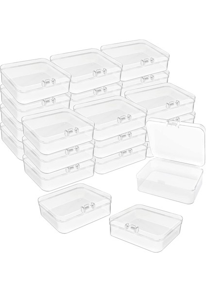 24 Pcs Mini Plastic Storage Containers Box, 3.3x3.3 Inches Empty Hinged Box,için Mücevher, Hardware, Game Pieces, Crafts (Yurt Dışından)