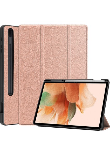 Samsung T730/T736 Tablet Pc Koruyucu Kılıf Üç Katlı Kalem Yuvası Düz Renk S7LITE12.4 Koruyucu Kılıf S7 Fe (Yurt Dışından)