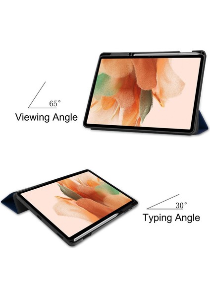 Samsung T730/T736 Tablet Pc Koruyucu Kılıf Üç Katlı Kalem Yuvası Düz Renk S7LITE12.4 Koruyucu Kılıf S7 Fe (Yurt Dışından) modelleri