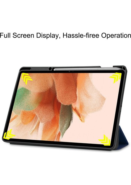 Samsung T730/T736 Tablet Pc Koruyucu Kılıf Üç Katlı Kalem Yuvası Düz Renk S7LITE12.4 Koruyucu Kılıf S7 Fe (Yurt Dışından) fırsatları