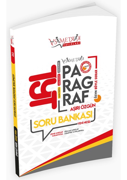 Asimetrik Yayınları 2025 Yeni Sistem YKS-TYT Türkçe Asimetrik Paragraf Konu Özetli Dijital Çözümlü Soru Bankası