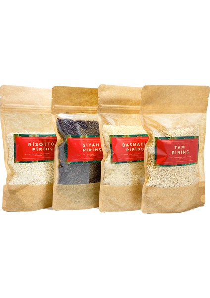 Pirinç Deneme Paketi 4lü Basmati Siyah Risotto Tam Pirinç Yöresel Gurme Bakliyat Seti