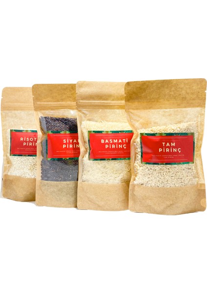 Pirinç Deneme Paketi 4lü Basmati Siyah Risotto Tam Pirinç Yöresel Gurme Bakliyat Seti