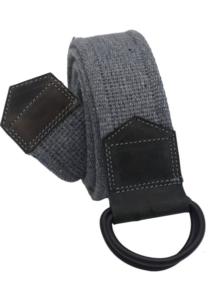 Erkek Kadın Kız Genç İçin Derili Unisex D Tokalı Siyah Halkalı Dokuma Koyu Gri Taktik Spor Kanvas Kot Bez Kemer