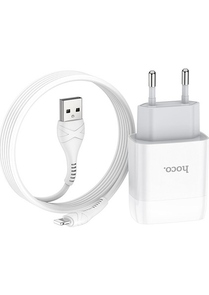 C73A Çift USB Girişli Hızlı Şarj Adaptörü ve Hızlı Iphone Şarj Kablosu 1m