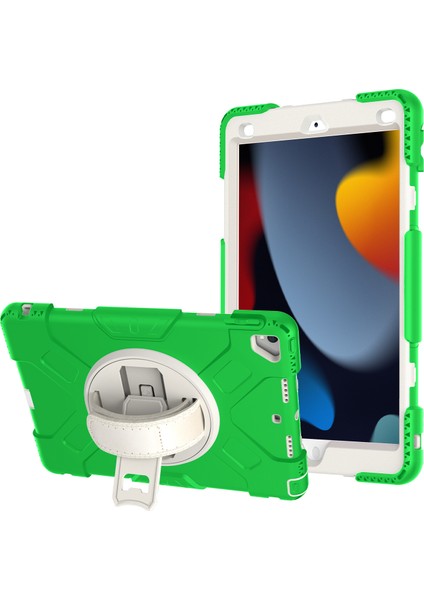 Apple Tablet Koruyucu Kılıf 10.2 Inç Üç Geçirmez Silikon Çocuk Düşme Önleyici Kılıf Gökkuşağı Renkli Kontrast ipad Kılıfı (Yurt Dışından)