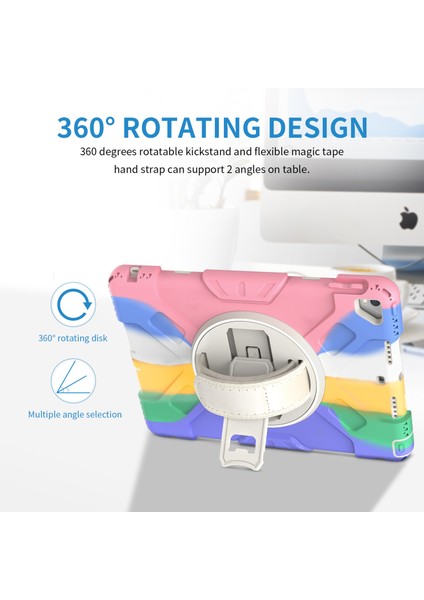 Apple Tablet Koruyucu Kılıf 10.2 Inç Üç Geçirmez Silikon Çocuk Düşme Önleyici Kılıf Gökkuşağı Renkli Kontrast ipad Kılıfı (Yurt Dışından) fiyatları